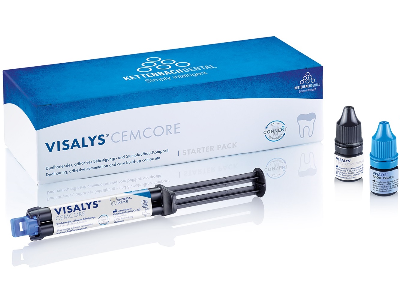 13570 Visalys® CemCore Universal (A2/A3) Starter pack, Kettenbach (Германия) – композит двойного
отверждениядля работы с любыми непрямыми реставрациями
